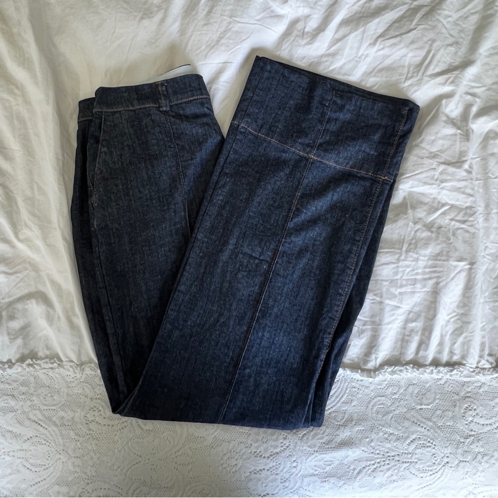 Zara Dark Wash Wide-Leg Cuff Trouser Jeans